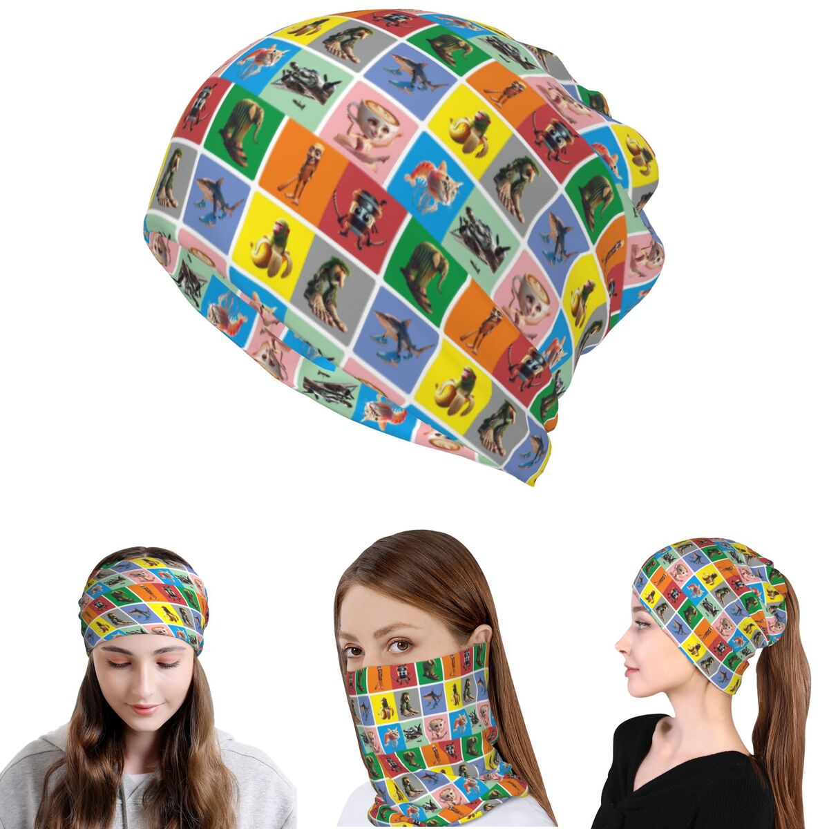 Knit Beanie Hat Warm - Bandana, Scaldacollo, Maschera, Sciarpa, Fascia per